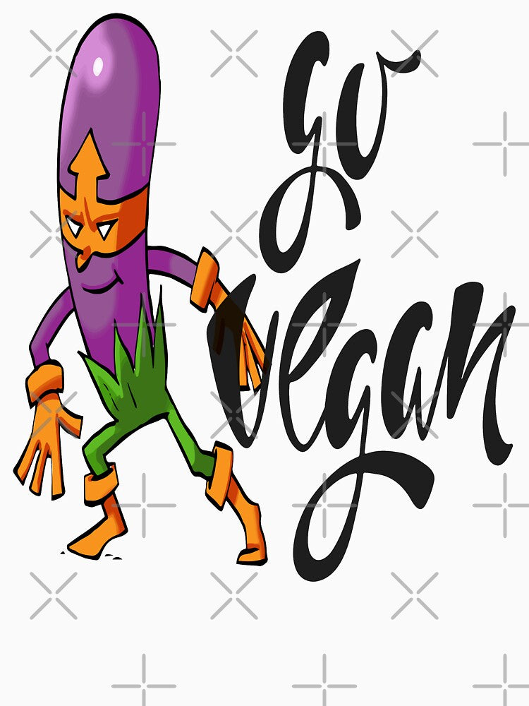 Go Vegan Purple Eggplant Foodietoon Superhero Aubergine Brinjal by ProjectX23