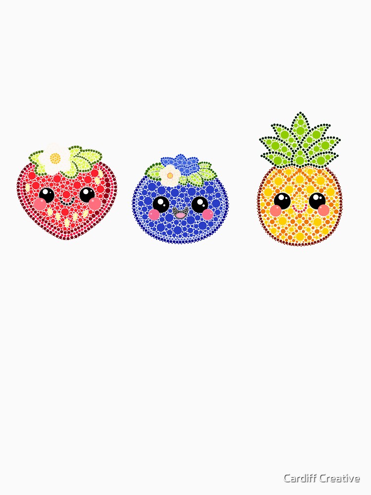 Kawaii Fruit Trio Dot Art by Cardiff Creative