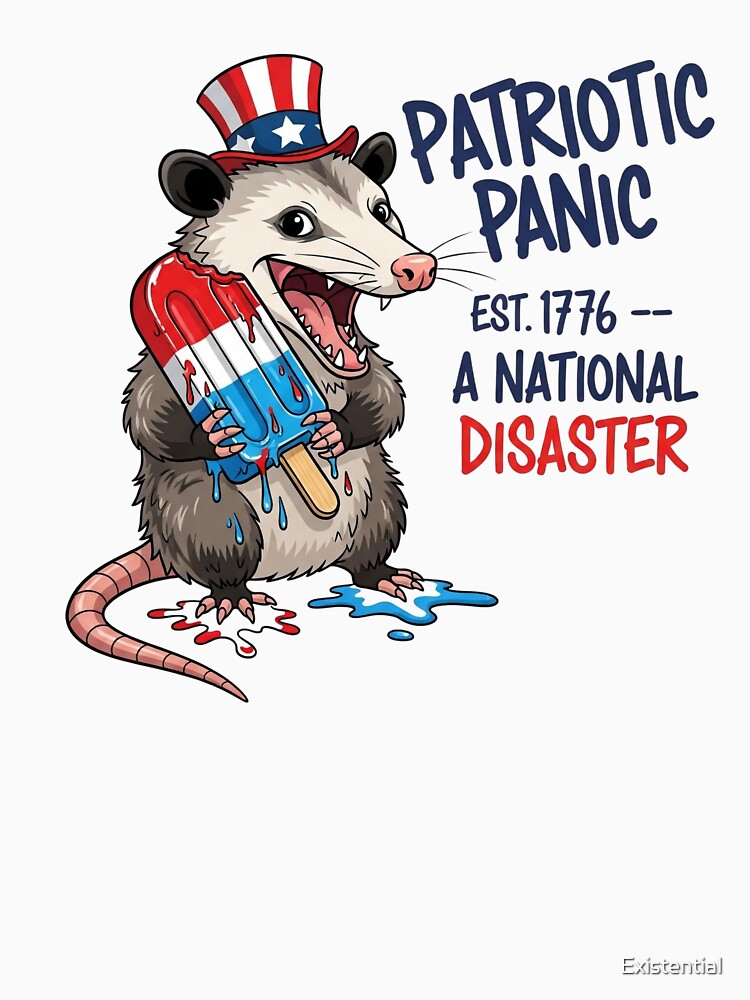 Patriotic Panic Funny Opossum America by  Existential