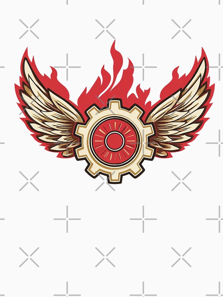 Winged Gear Flame Emblem – Speed and Power Vector Symbol by Alphakenon