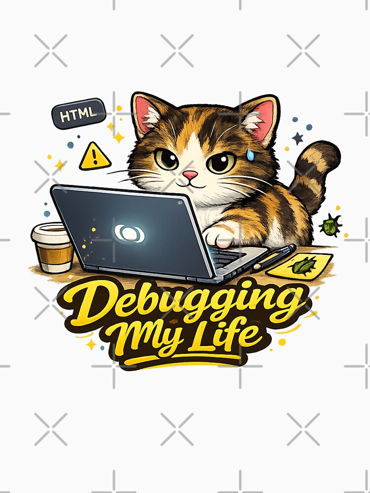 Debugging My Life Funny Coding Cat shirt by PawTheory