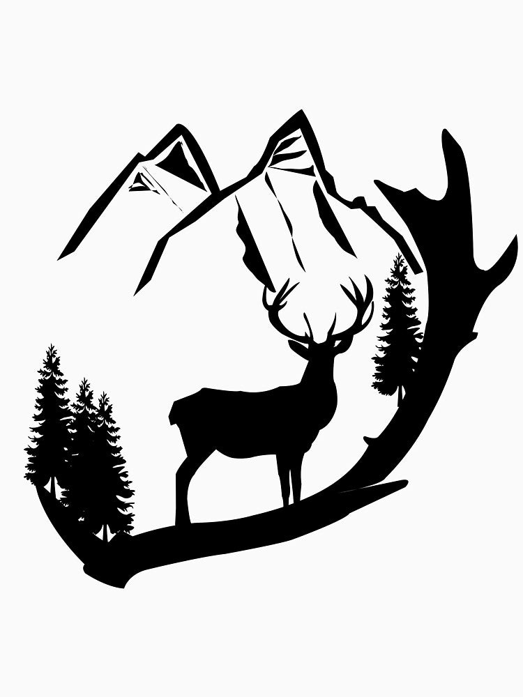 Deer Antler mountain scene wildlife by Panida Cheewarattanapong