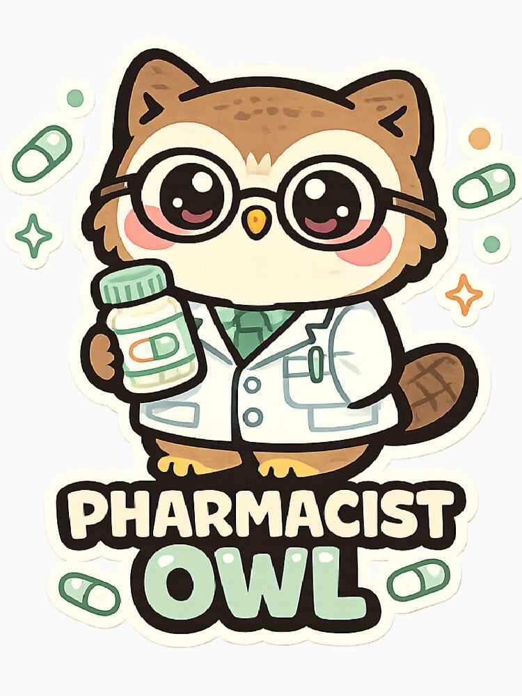 Pharmacist Owl Cute Kawaii Pill Bottle – Pharmacy Gift Pharmacist Student by SaNaCreation13