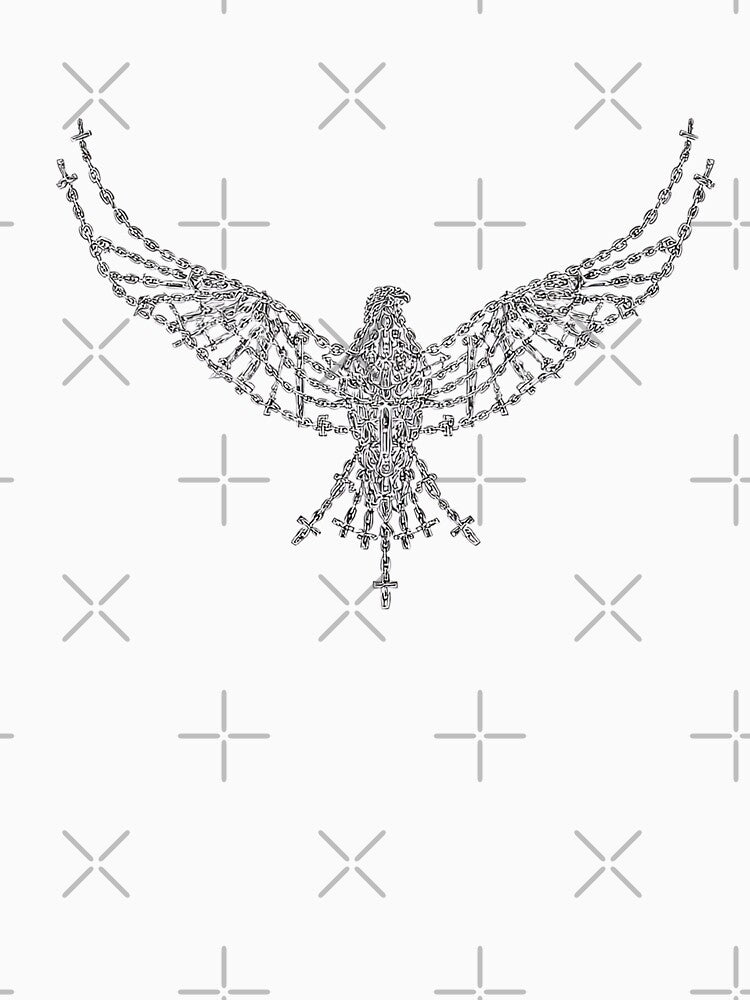 Chainbound Eagle – Abstract Cross-Linked Freedom Symbol by Alphakenon