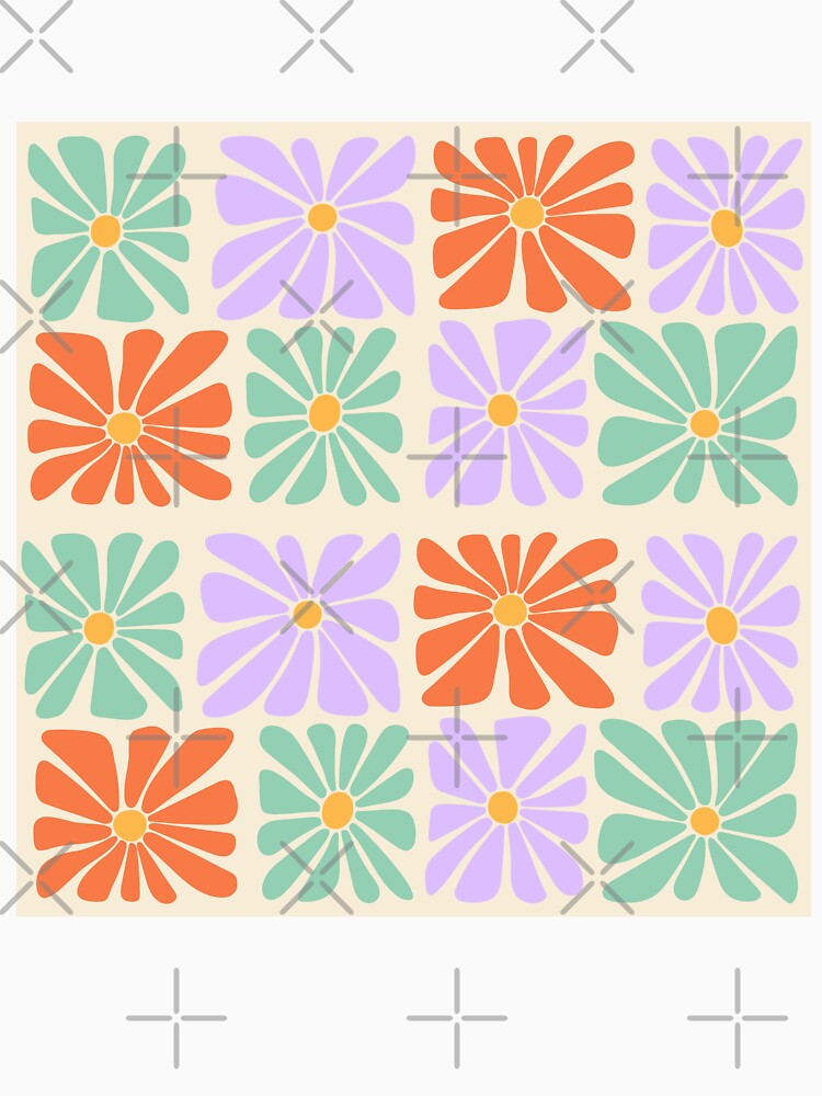 Groovy Trippy Daisy Tiles Seamless Pattern Square Flowers Patchwork 1970 Retro Hippie by Throwtopia