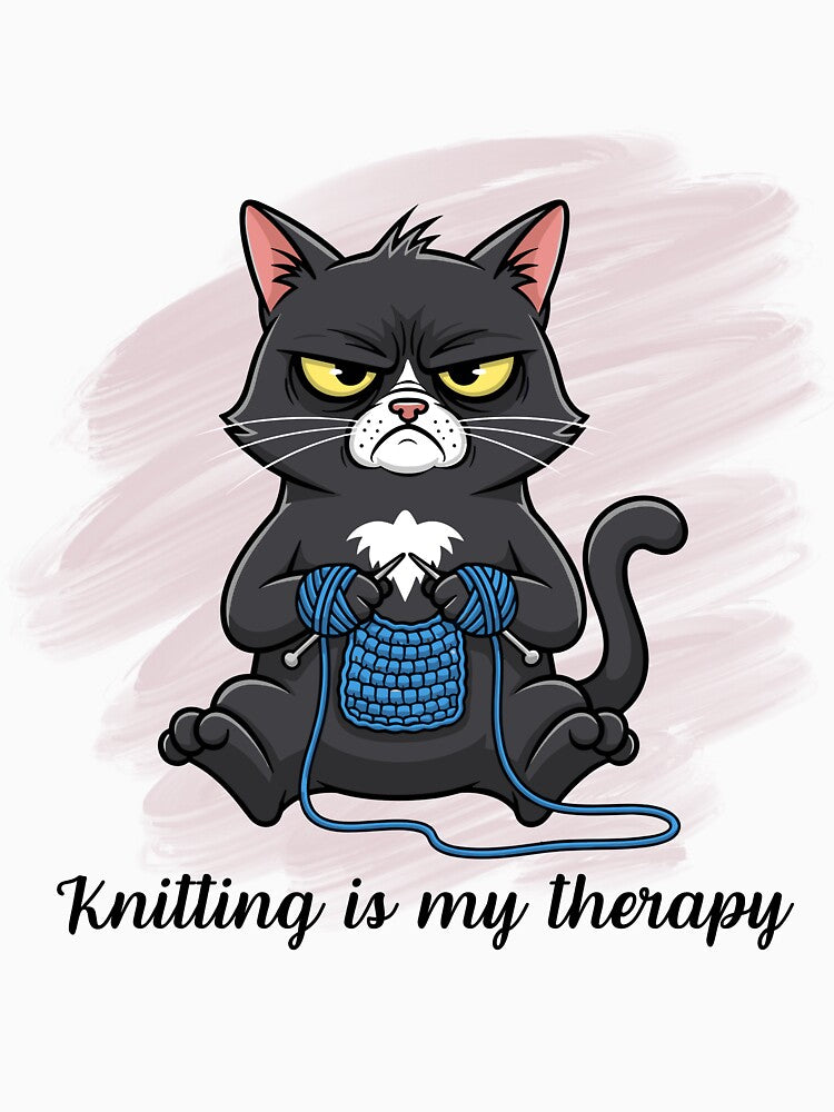 Grumpy Knitting Cat | Funny Gift for Knitters, Yarn Lovers & Cat Owners by marta-print