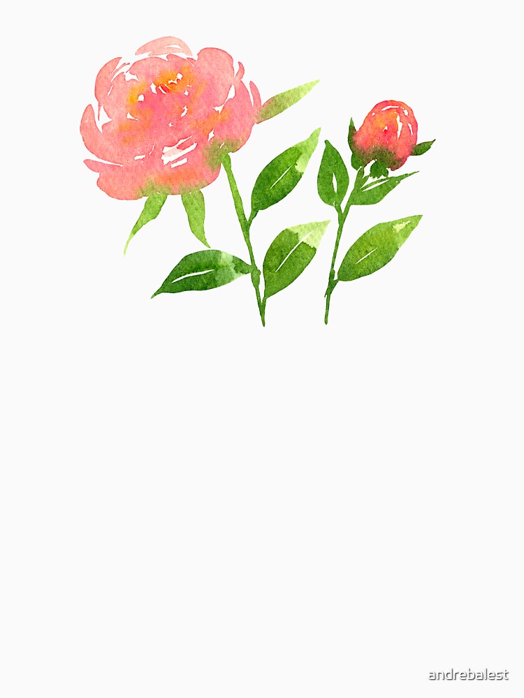 Watercolor Peonies Pattern #4 (White Background) by andrebalest.art