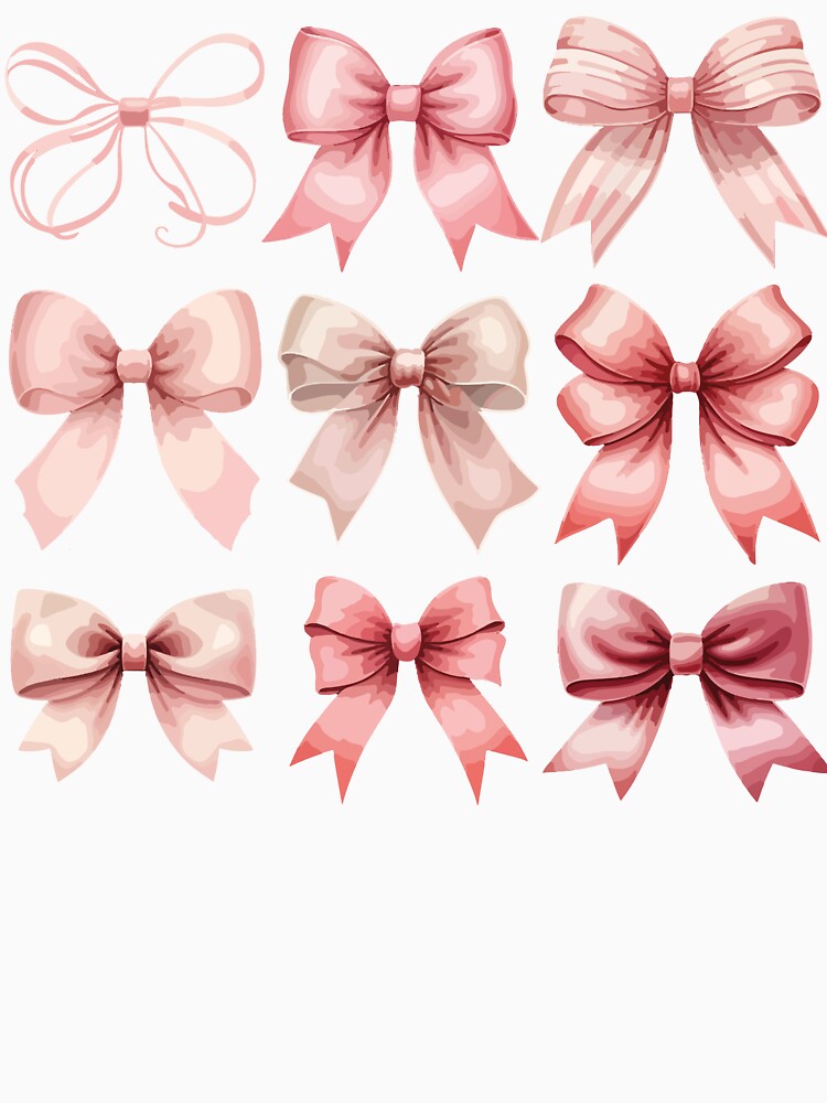 Pink Bow and Ribbon Coquette Bow Cute Graphic For Girl Women by Oualid Art