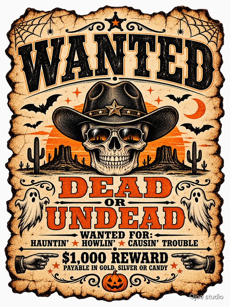 Wanted Dead Or Undead Vintage Western Gothic Halloween Poster by Ojoe studio