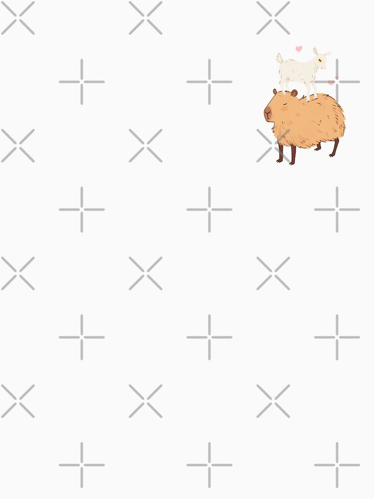 Capybara with a baby goat friend standing on its head - a cute cartoon capybara illustration by Yarafantasyart