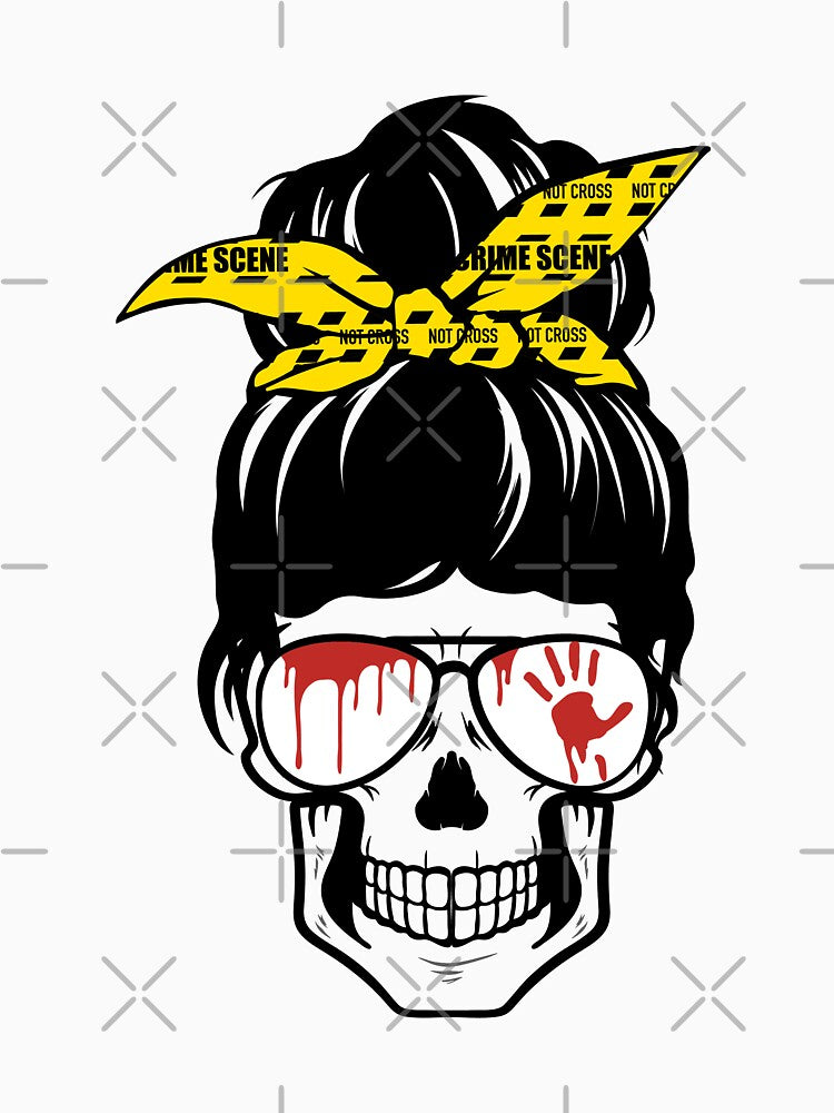 True crime skulls, skulls with sunglasses, I love true crime by FACELESS MONKEY