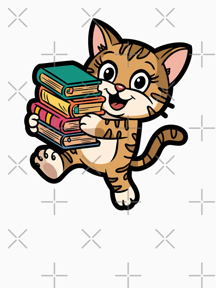 cute cat reading books by moimesfolies