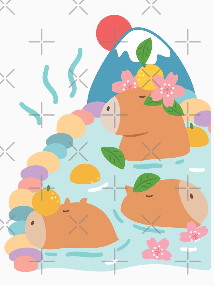 Japanese Capybara Hot Spring by Lulupainting