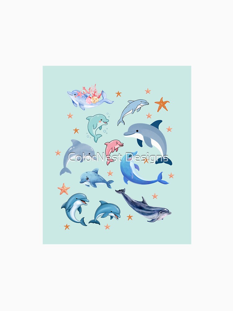 Dolphin Ocean Pattern – Dolphins and starfish aesthetic blue design by ColorNest Designs
