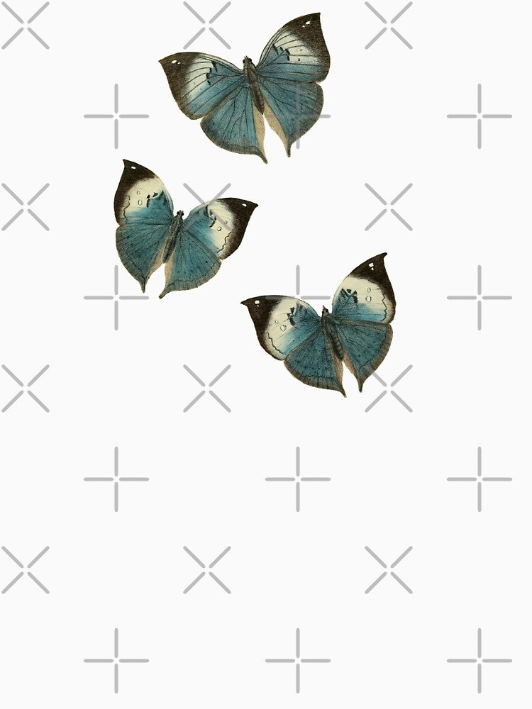 Blue Butterflies Vintage Illustration by bookishneighbor