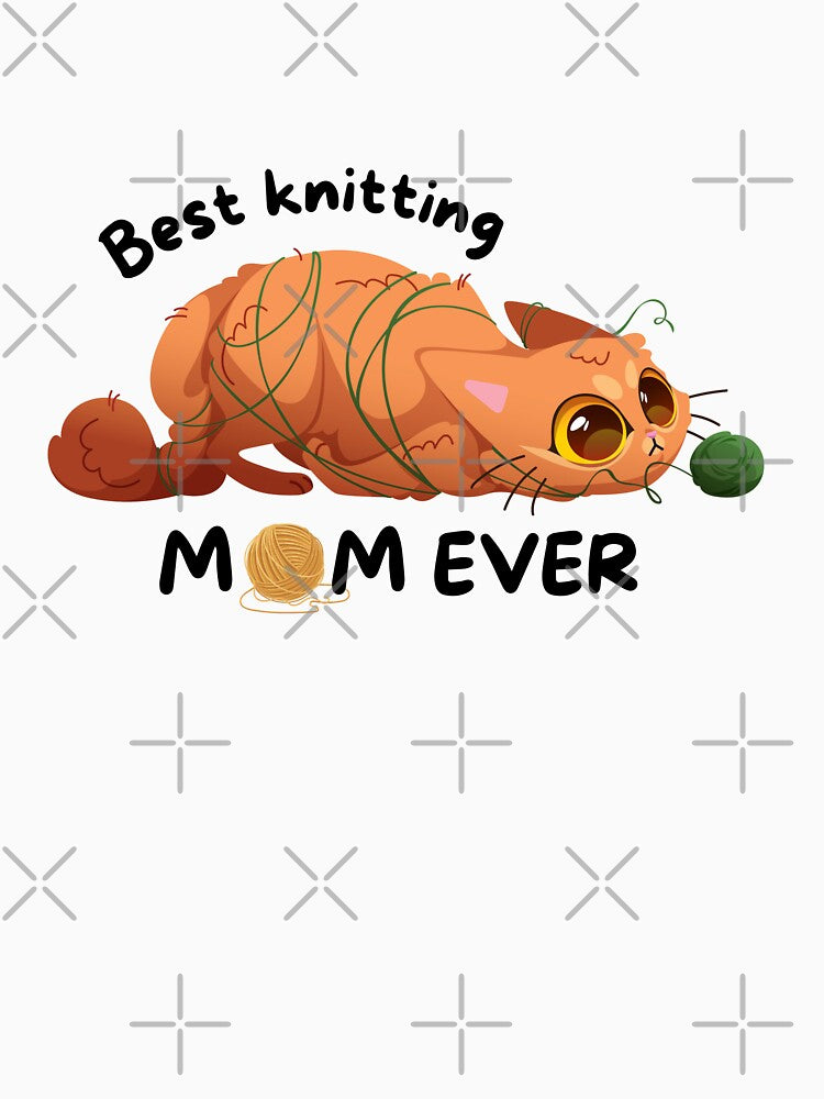 Best knitting mom ever, funny cat tangled with yarn thread by Purrrfect Boss