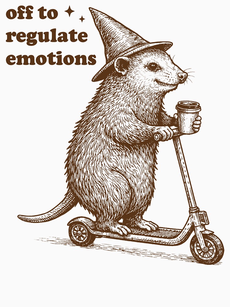 Funny Opossum Meme – Off to Regulate Emotions by Seemurray