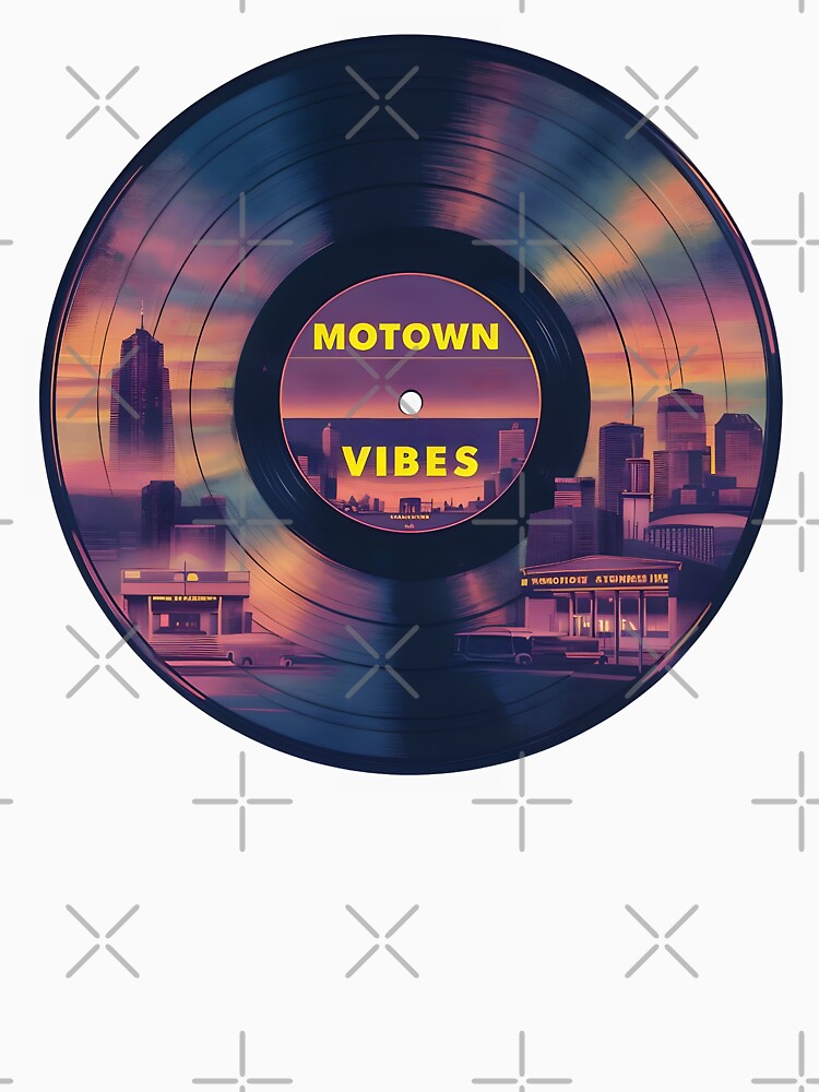 Motown Vibes – Retro Vinyl Record Design with Detroit City Sunset and Soulful Style by TeeTimeTreasure