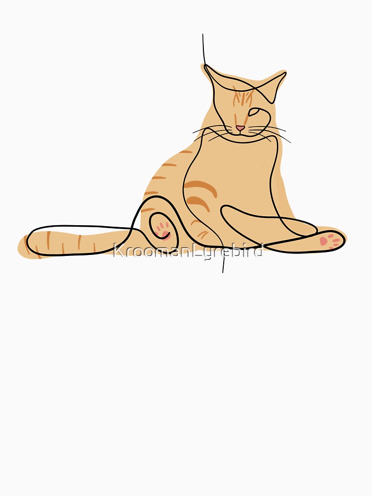 Cute Yellow Cat Minimalist Line Art by KroomanLyrebird