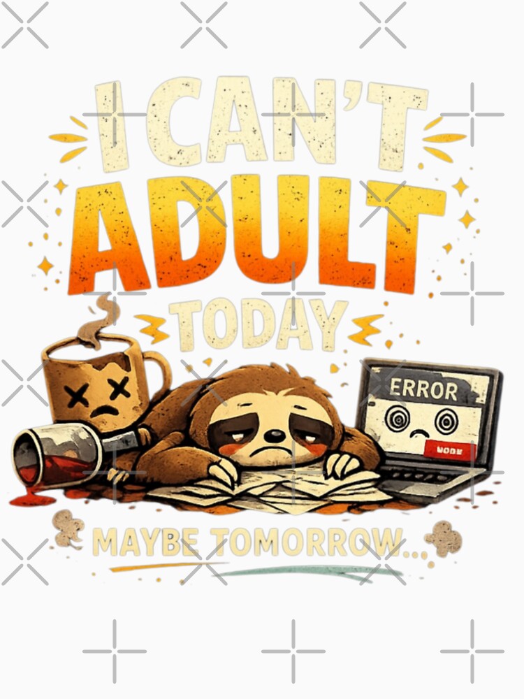 Can't Adult Today Sloth T-shirt — Funny Burnout Meme by IMOBILYARI VibeCore