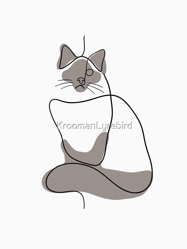 Cute Persian Cat Minimalist Line Art by KroomanLyrebird