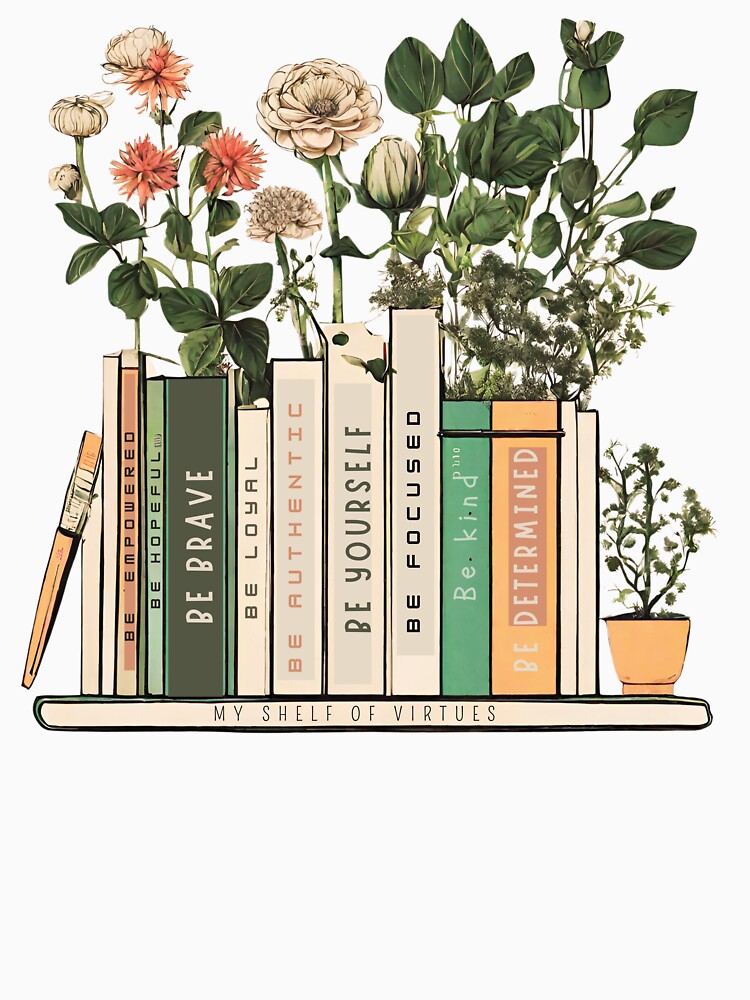 My Shelf of Virtues Stickers, Bookshelf t-shirt, Book lover mug, Book lover stickers, Bookworm Gift, Bookish Gift by Noe Mill