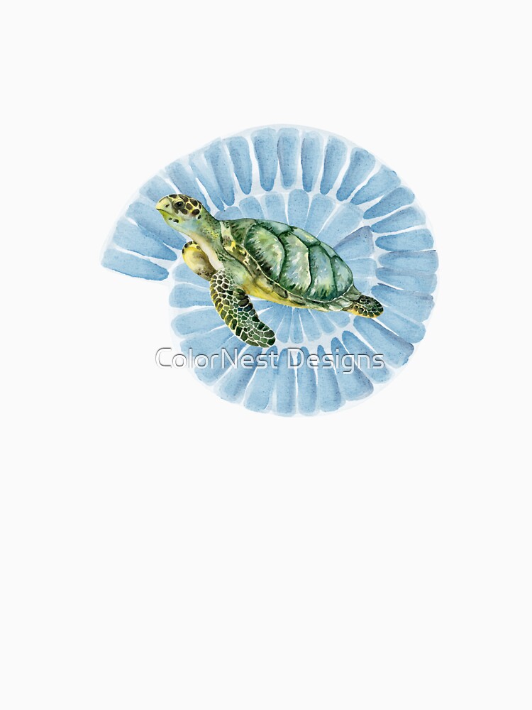 Turtle Ocean Spiral – Marine Life Aesthetic Design by ColorNest Designs