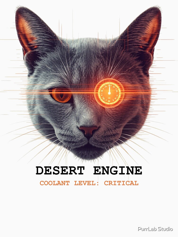 Cyberpunk Cat Low Thirst Drive Desert Adapted Vet Tech by PurrLab Studio