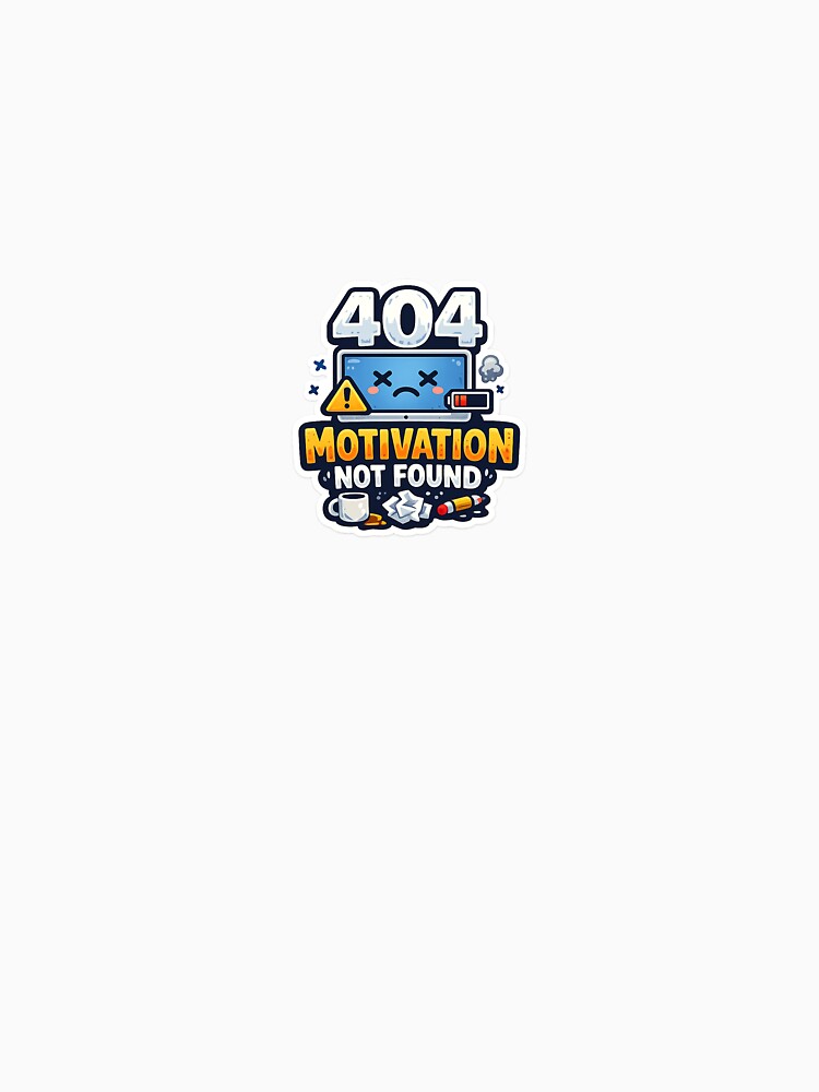 404 Motivation Not Found Funny Sticker by CodePaws Creations