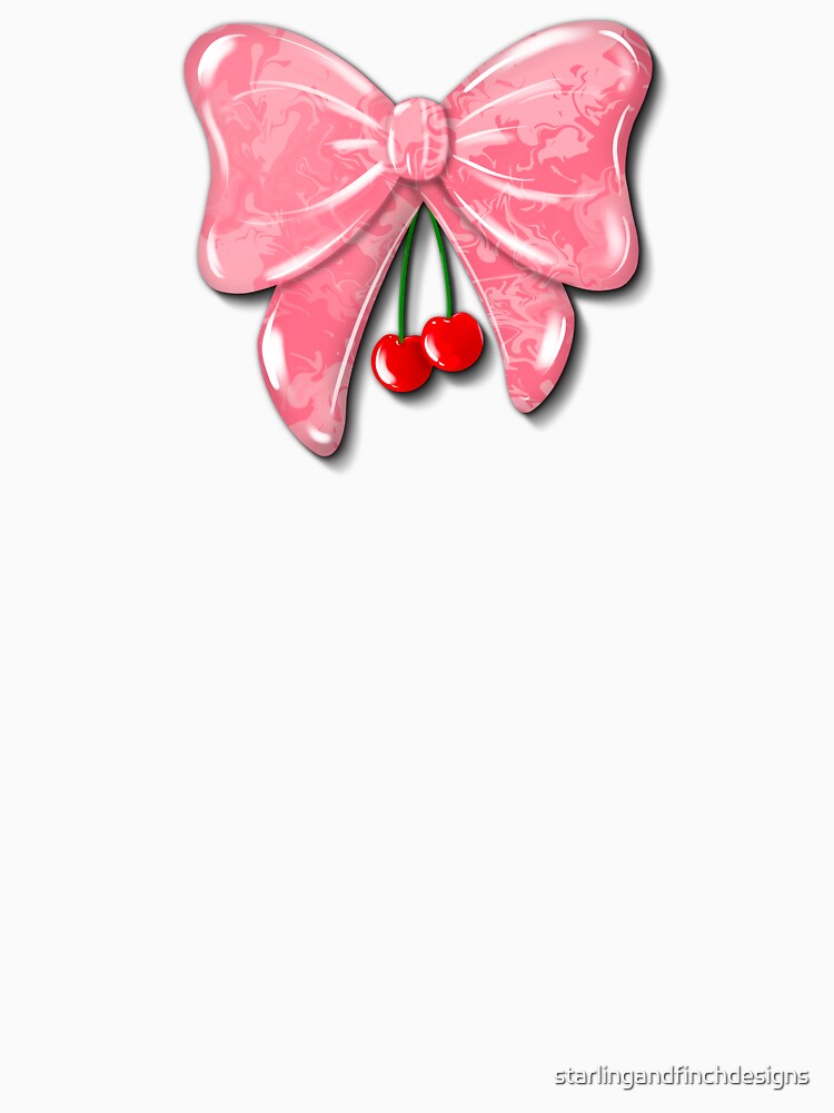 Coquette Bow, Coquette Cherries, Pink Bow, Coquette Bow T-Shirt by starlingandfinchdesigns