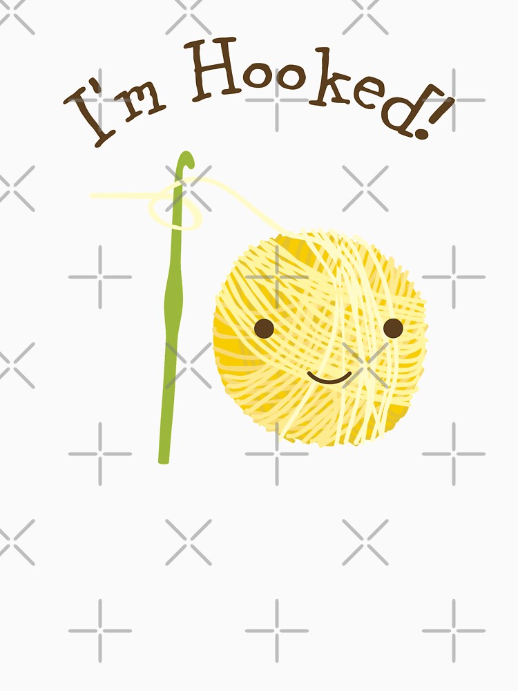 I'm Hooked Cute Smiling Ball of Yarn and Crochet Hook by Hedgie Designs