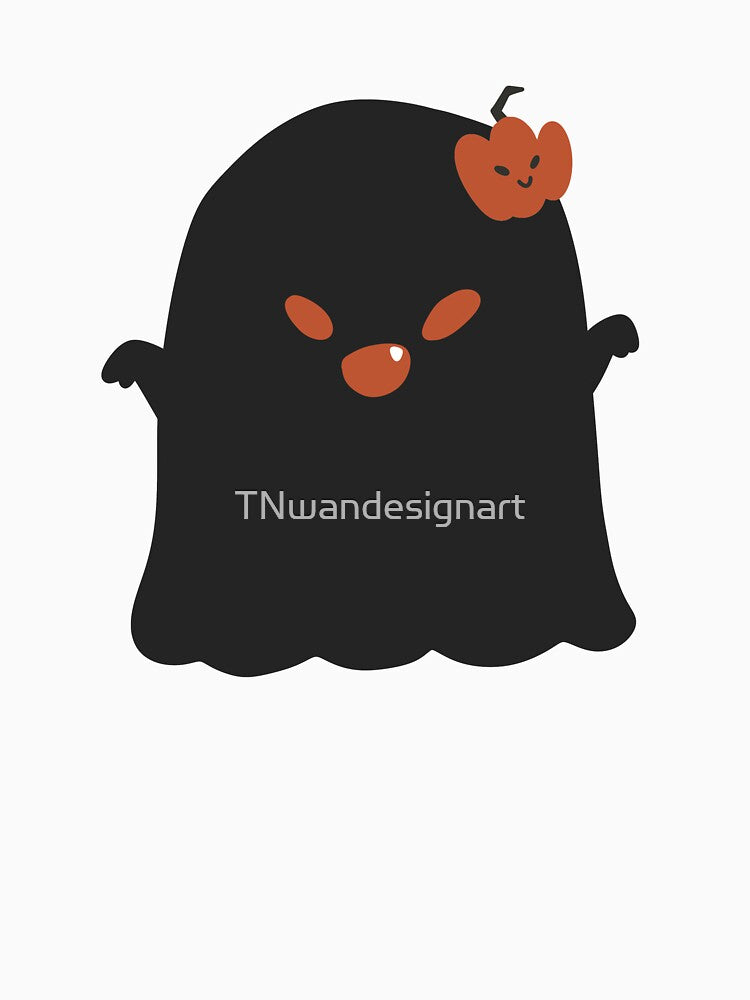 spooky ghost - cute kawaii black boo funny halloween groovy by TNwandesignart