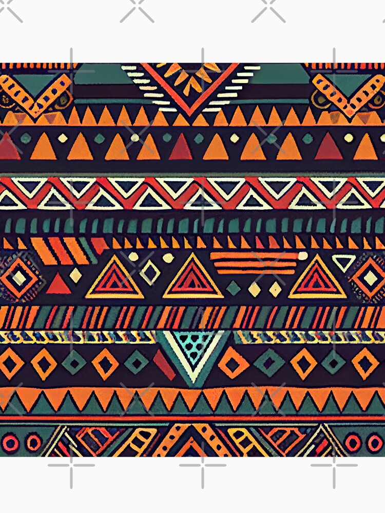 Vintage Tribal Aesthetic Geometric Pattern Digital Painting by CodeAndColors