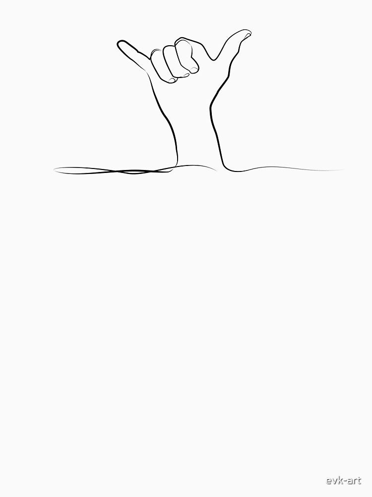 Surfing gesture Shaka one line art by evk-art