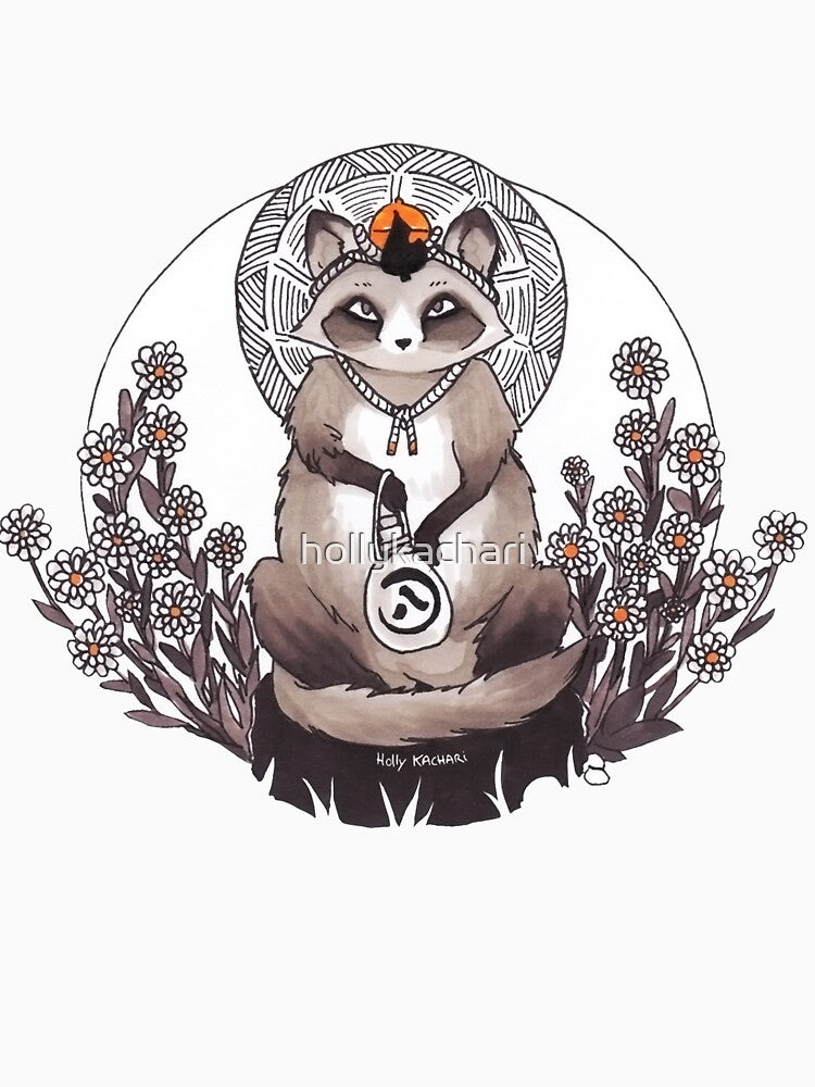 Tanuki et Fleurs sauvages by hollykachari Unisex