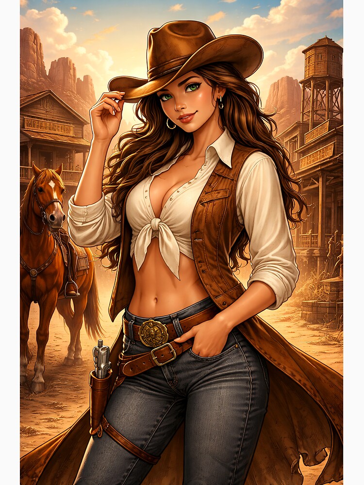 Wild West Cowgirl – Vintage Western Woman Illustration, Old West Art by QuietWallStudio