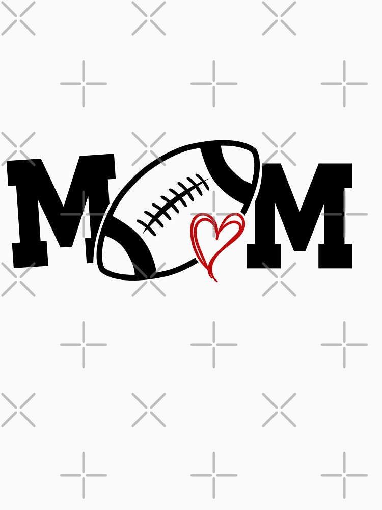 Football ball Mom Football Love Football Player black white red heart by shirtscom