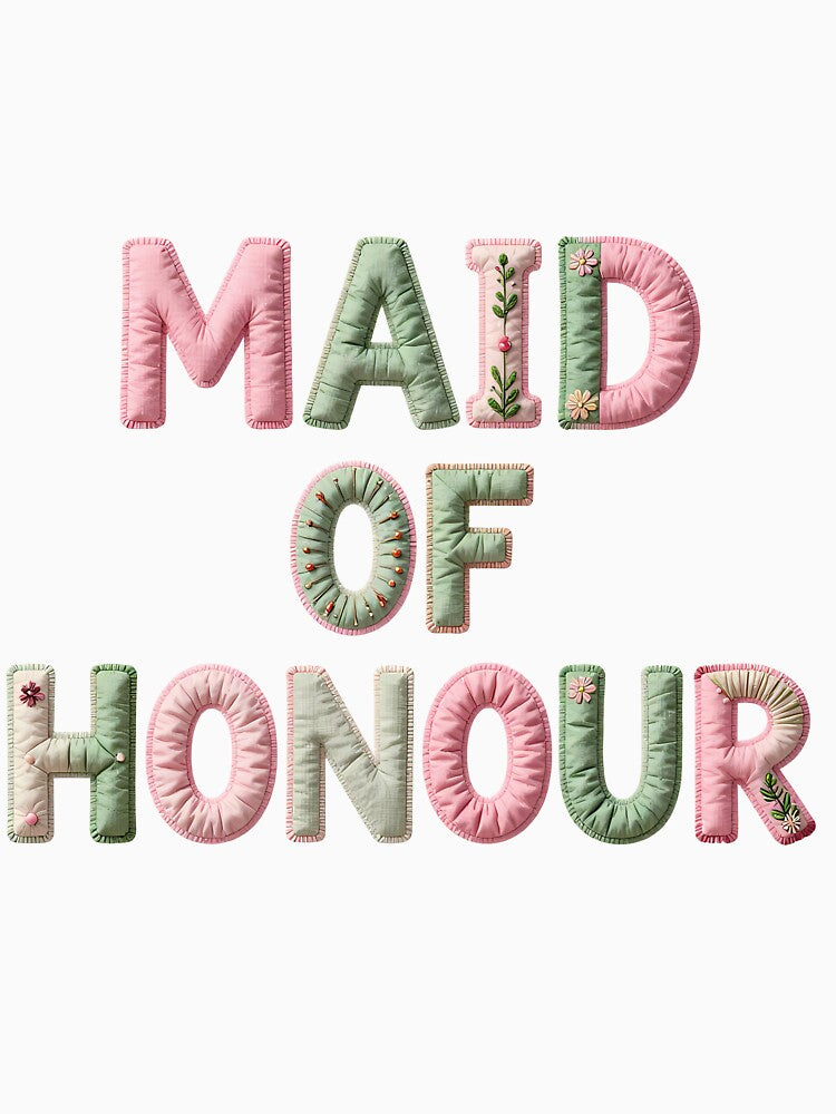MAID OF HONOUR - IN PRETTY FAUX LETTERING by AlexOBrienArt