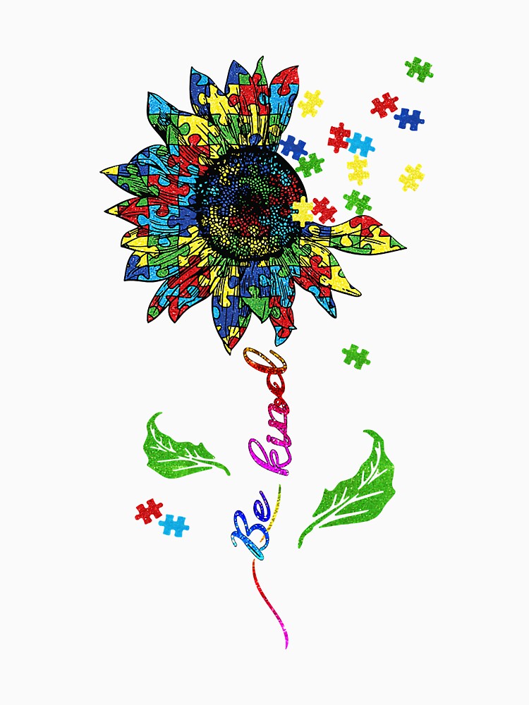 Be Kind Autism Awareness Sun Flower by caintati