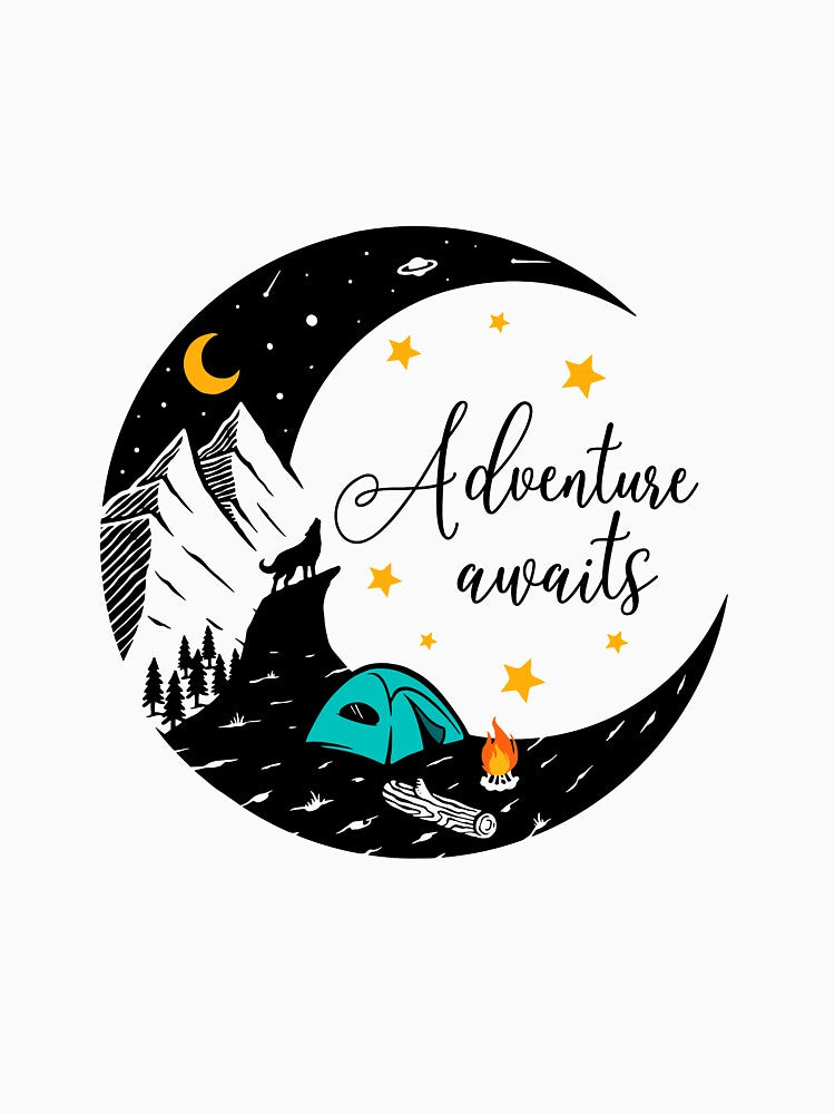 Adventure awaits B Camper Adventure Nature Moutainers Lovers Graphic Very Funny Cool Novelty Design by popotamfriends