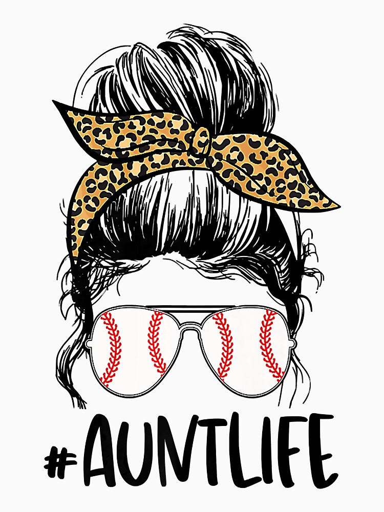 Baseball Auntie Life Messy Bun Mothers Day by Helbon-art