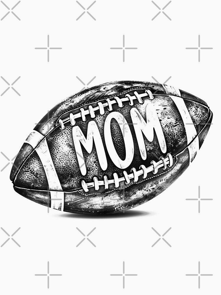 Football Mom – Grunge American Football Typography (Black & White) by inkoutninja