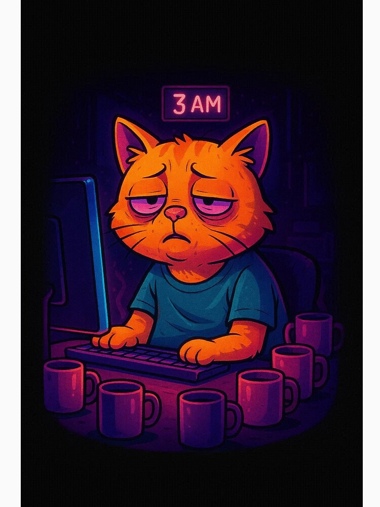 Coding Cat at 3AM by FalistY