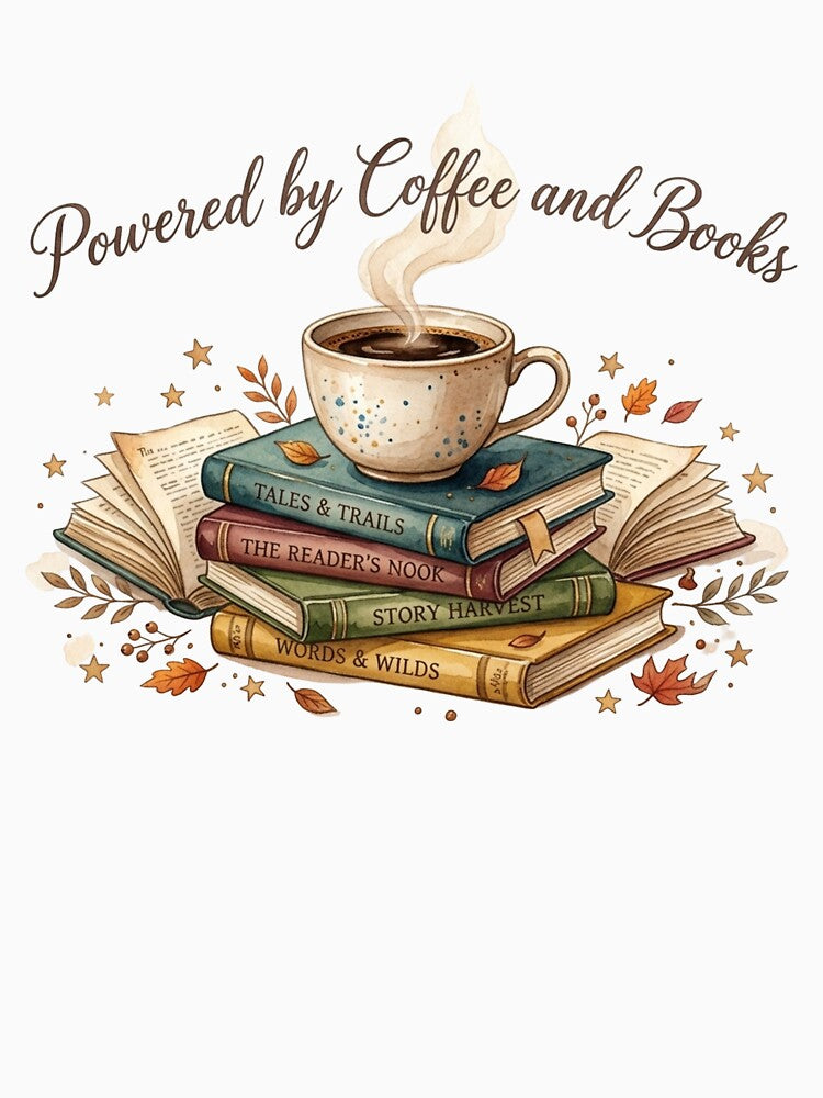 Cozy Powered by Coffee and Books Aesthetic Sticker by sanorastyle