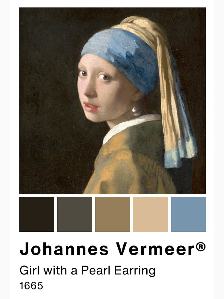 Johannes Vermeer - Girl with a Pearl Earring - Pantone Color swatch, Art Paintings Art history by Lemon-y-Shark