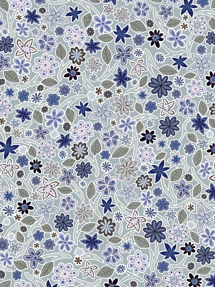 hand drawn flowers - blue by Claire Bowley