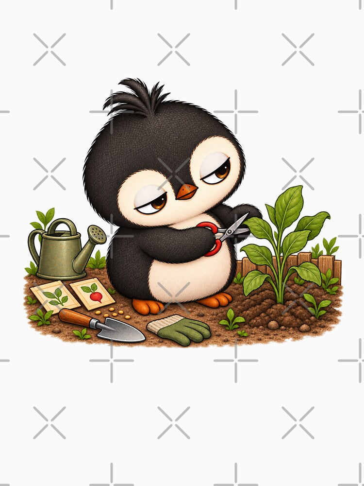 Taro the Penguin Gardening | Cute Penguin Planting Vegetables Garden Art by MrDev