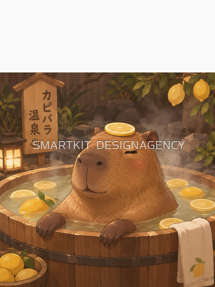 Capybara in Lemon Bath Onsen Meme Art by SMARTKIT  DESIGNAGENCY
