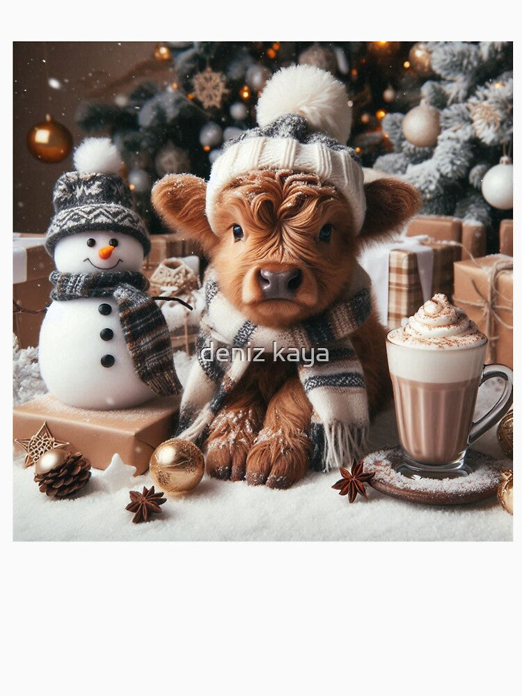 Highland Cow,Christmas, Snowman,New Year by deniz kaya