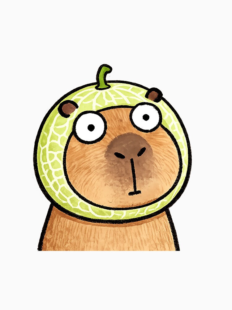 Melon Capybara | Cute Kawaii Capybara in Melon Costume Sticker & Funny Animal T-Shirt by Atum&Art